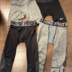 Lot of 4 Nike Pro Compression 3/4 Pants and Shorts